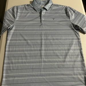Men's Callaway Large Gray Striped Polo Shirt